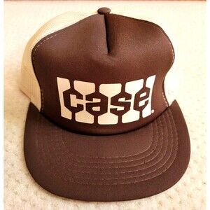 Vintage UNWORN Case Snapback Trucker Hat, Adjustable Cap, Brown White